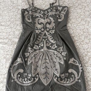 Cotton dress with heavy embroidery, Sweetheart neckline and spaghetti straps